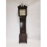 Irish Georgian mahogany long cased clock .