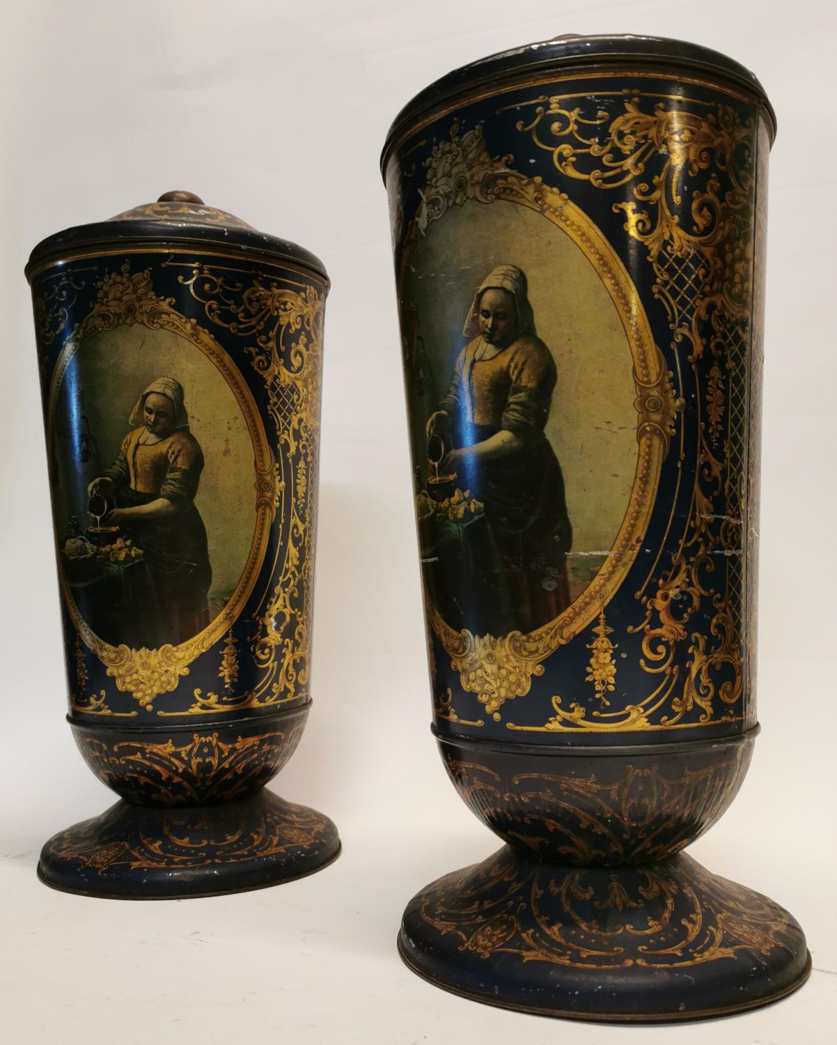 Two early 20th C. hand painted Victorian sweet tins. - Image 3 of 3