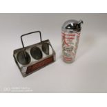 1950's Coca Cola metal bottle carrier and a cocktail shaker.