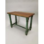 Early 20th C. painted oak side table {74 cm H x 100 cm W x 49 cm D}.