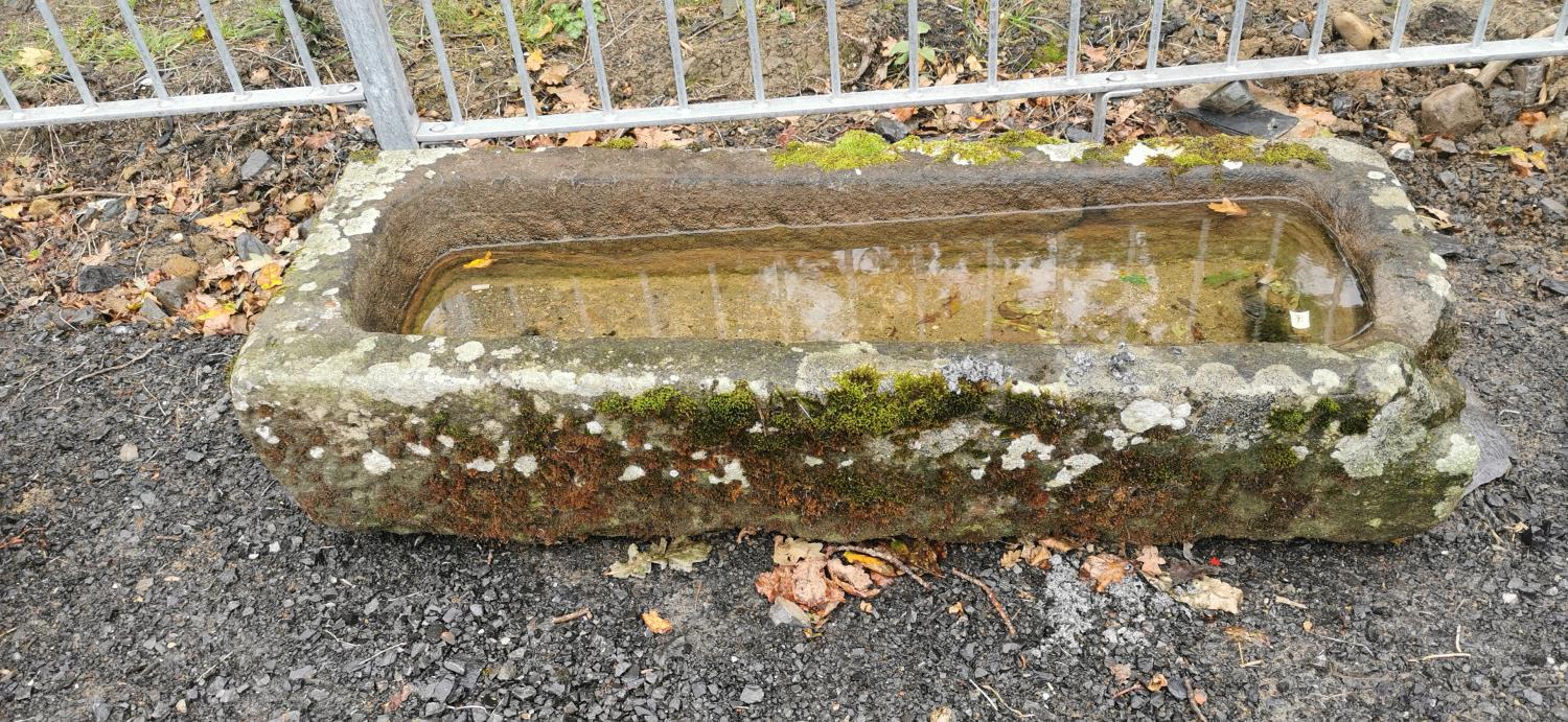 19th. C. sandstone trough. {27 cm H x 122 cm L x 44 cm D}.