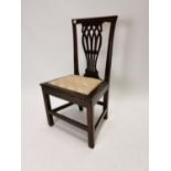 Georgian mahogany side chair on square legs {95 cm H x 51 cm W x 44 cm D}.