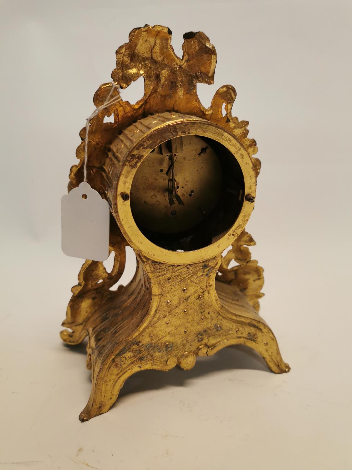 Gilded metal mantle clock. - Image 4 of 4