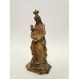 19th. C. carved Religious statue of Mother and Child. { 23cm H }.