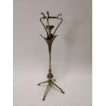 Rare Art Nouveau brass and copper lamp stand made by W.A.S Benson {17 cm H x 30 cm Dia.}.