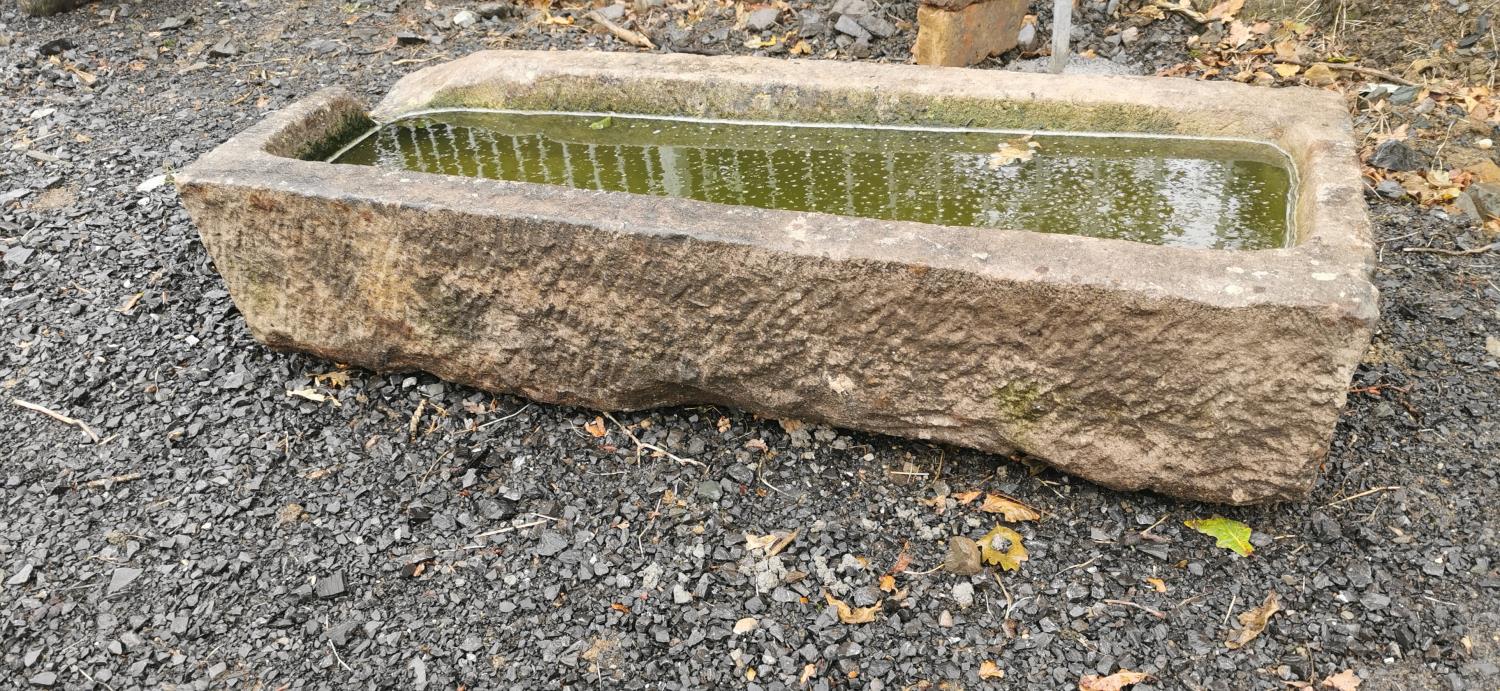 19th. C. sandstone trough. {21 cm H x 117 cm L x 44 cm D}.