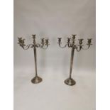 Pair of silver plate candelabras {100 cm H x 60 cm Dia.}.