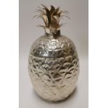 Silver plated ice bucket in the form of a pineapple.