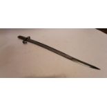 19th. C. French bayonet with brass handle. {70 cm L)