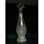 Early 20th C. vaseline glass vase {28 cm H x 10 cm Dia.}.