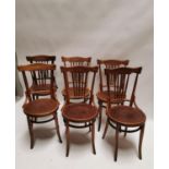 Set of six early 20th. C. Bentwood chairs. { 90cm H C 42cm W X 46cm D }.