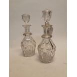 Pair of 19th C. cut glass decanters {28 cm H x 10 cm Dia.}.