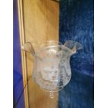 19th C. Clear etched glass lampshade.