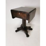 Good quality William IV rosewook work table with drop leaves on column raised on lions paw feet {75