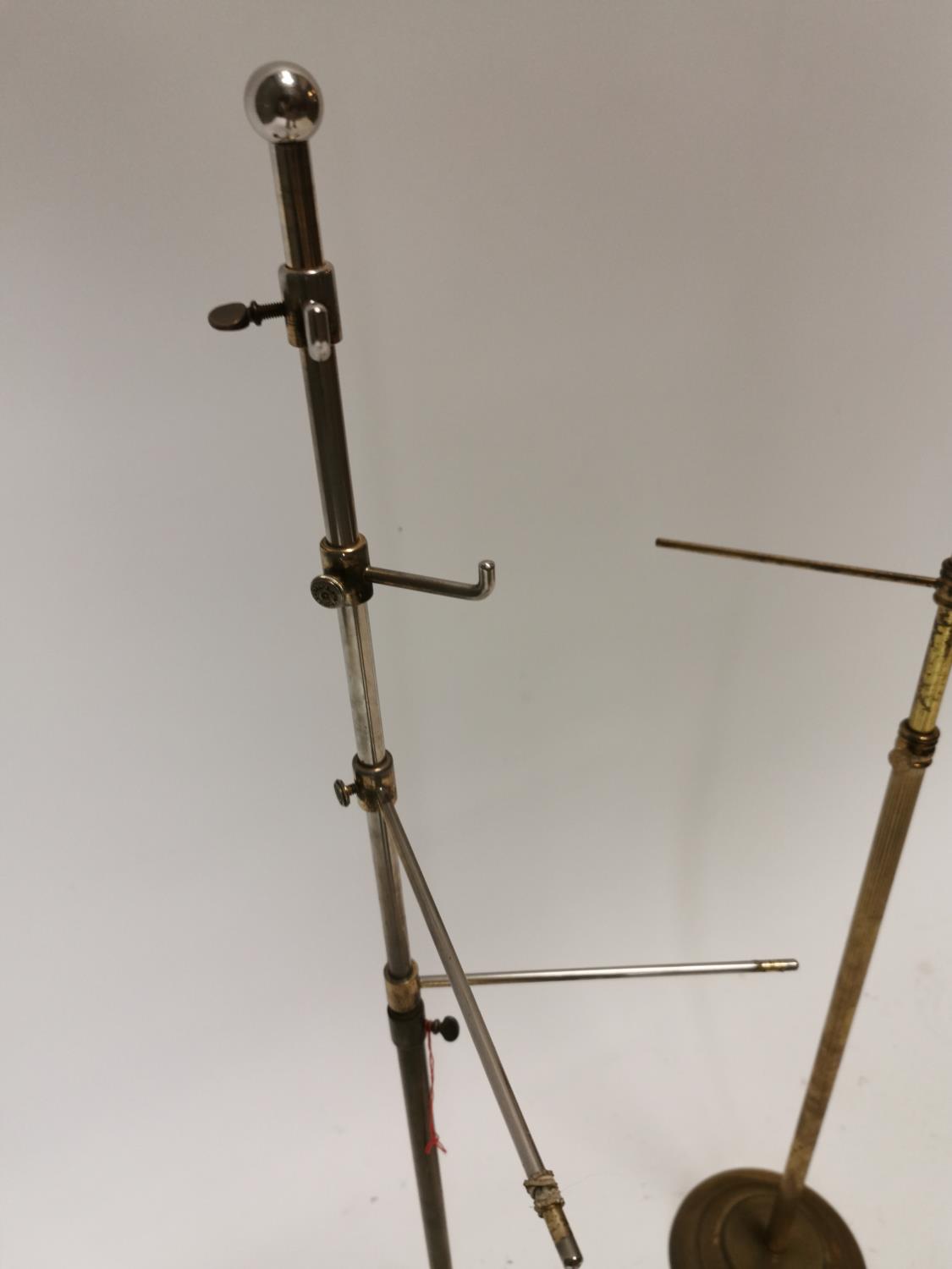 Two early 20th C. brass haberdashery shop hat stands {132 cm H and 104 cm H}. - Image 4 of 4