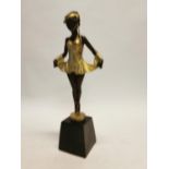 Good quality bronze and gilt figure of a ballerina in the Art Deco style on marble base. {45 cm H x