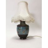 19th C. Oriental bronze cloisonne vase in the form of a lamp {60 cm H x 24 cm Dia.}.