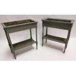 Pair of good quality painted jardenieres with original zinc liners.