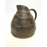 18th C. oak and metal bound water jug {34 cm H x 32 cm Dia.}.