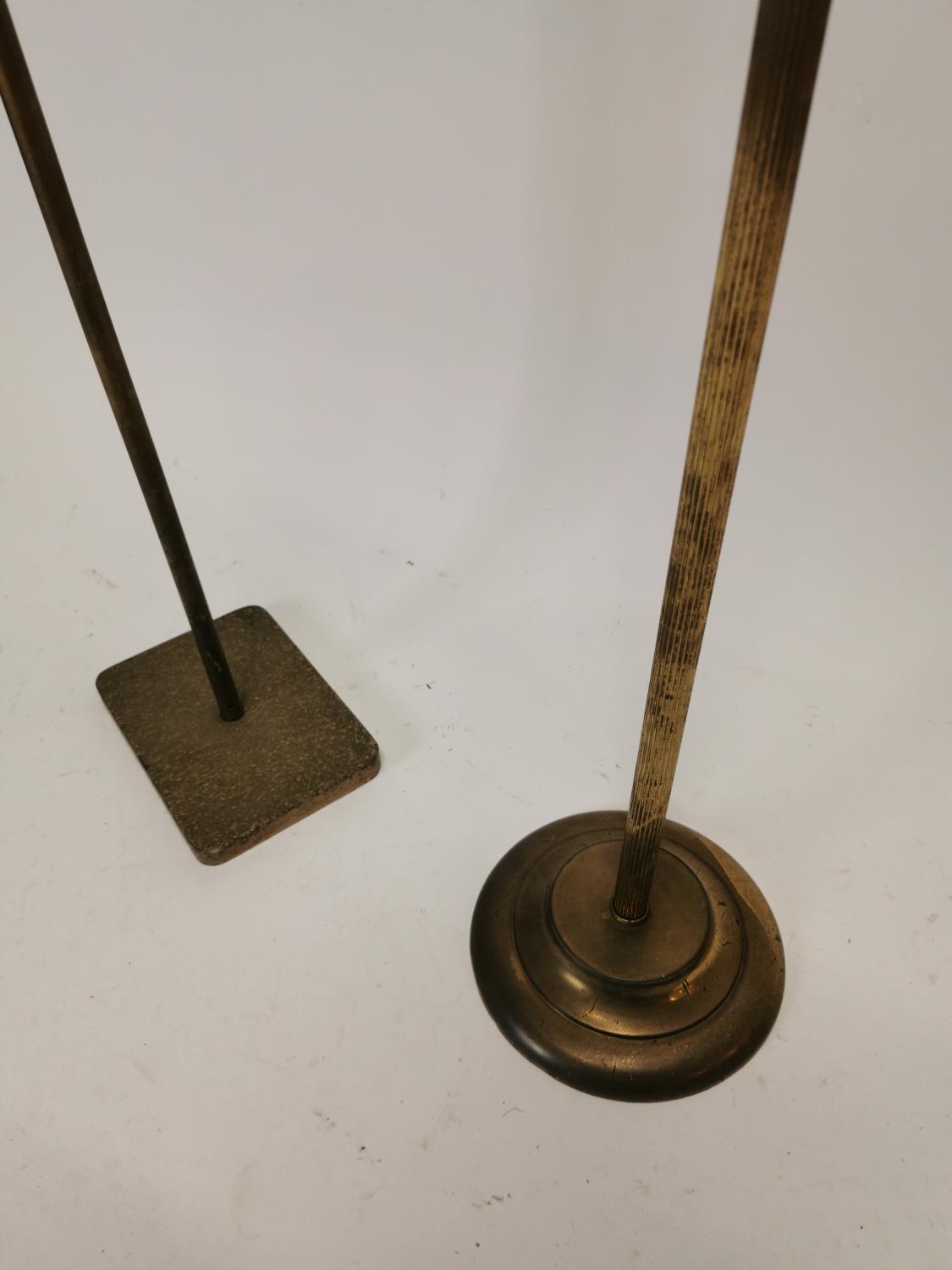 Two early 20th C. brass haberdashery shop hat stands {132 cm H and 104 cm H}. - Image 3 of 4