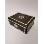 Late 19th C. rosewood and ivory jewellery box {9 cm H x 12 cm W x 16 cm D}.