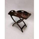 Mahogany butlers tray on stand in the Georgian style {63 cm H x 69 cm W x 45 cm D}.
