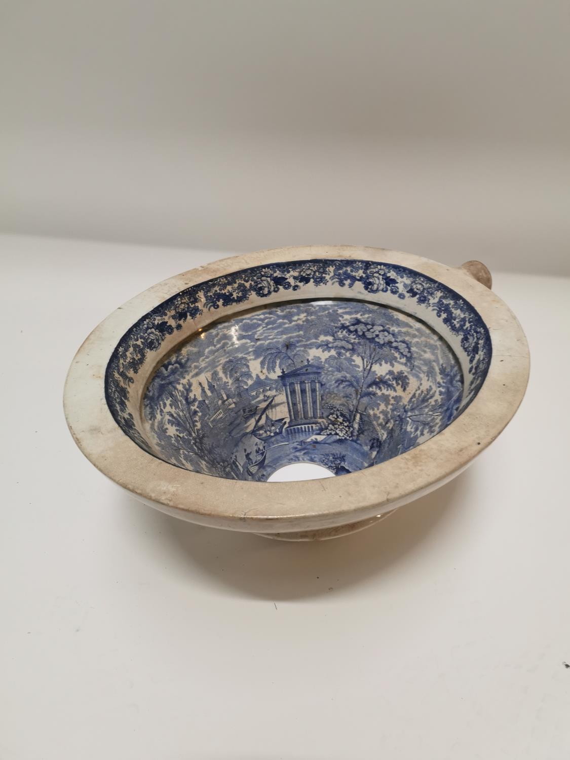 19th. C. blue and white toilet bowl.