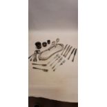 Collection of Silver Plate items including some knives, spoons, forks and trays.