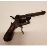 19th. C. pinfire pistol. {20 cm L x 30 cm H).