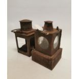 Two 19th. C. metal candle lamps