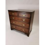 Georgian mahogany chest of drawers with original brass handles {92 cm H x 92 cm W x 46 cm D}.