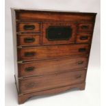 Good quality mahogany military style bureau chest of drawers