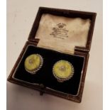 Pair of early 20th. C. clip on marble earrings.