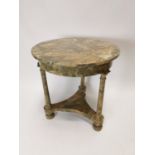 Late 19th C. marbleised pine centre table on turned legs {70 cm H x 85 cm Dia}.