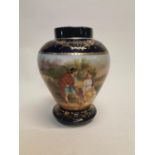19th C. French hand painted vase {25 cm H x 19 cm Dia.}.