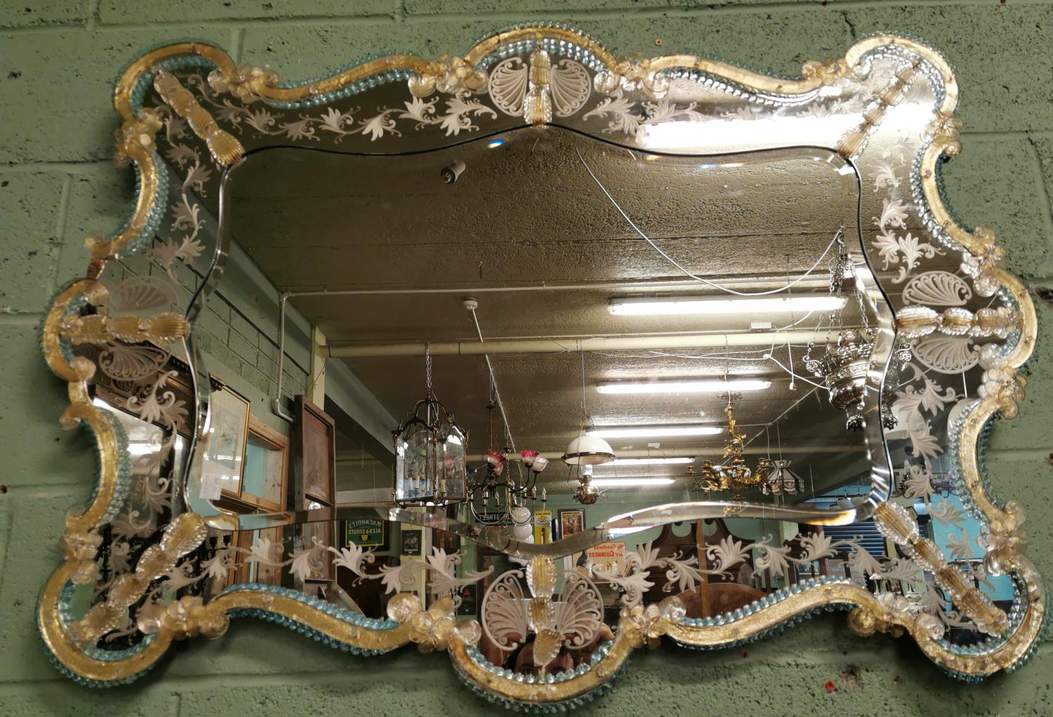 Early 20th C. murano Venetian glass mirror