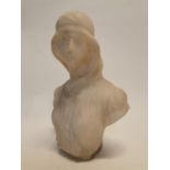 19th C. hand carved marble bust of a Lady {24 cm H x 19 cm W x 10 cm D}.