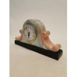 Art Deco style ceramic clock made by Royal Tara {15 cm H x 29 cm W x 6 cm D}.