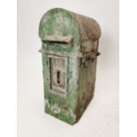 Rare original cast iron P & T post box. {52 cm H x 23 cm W x 34 cm D}.