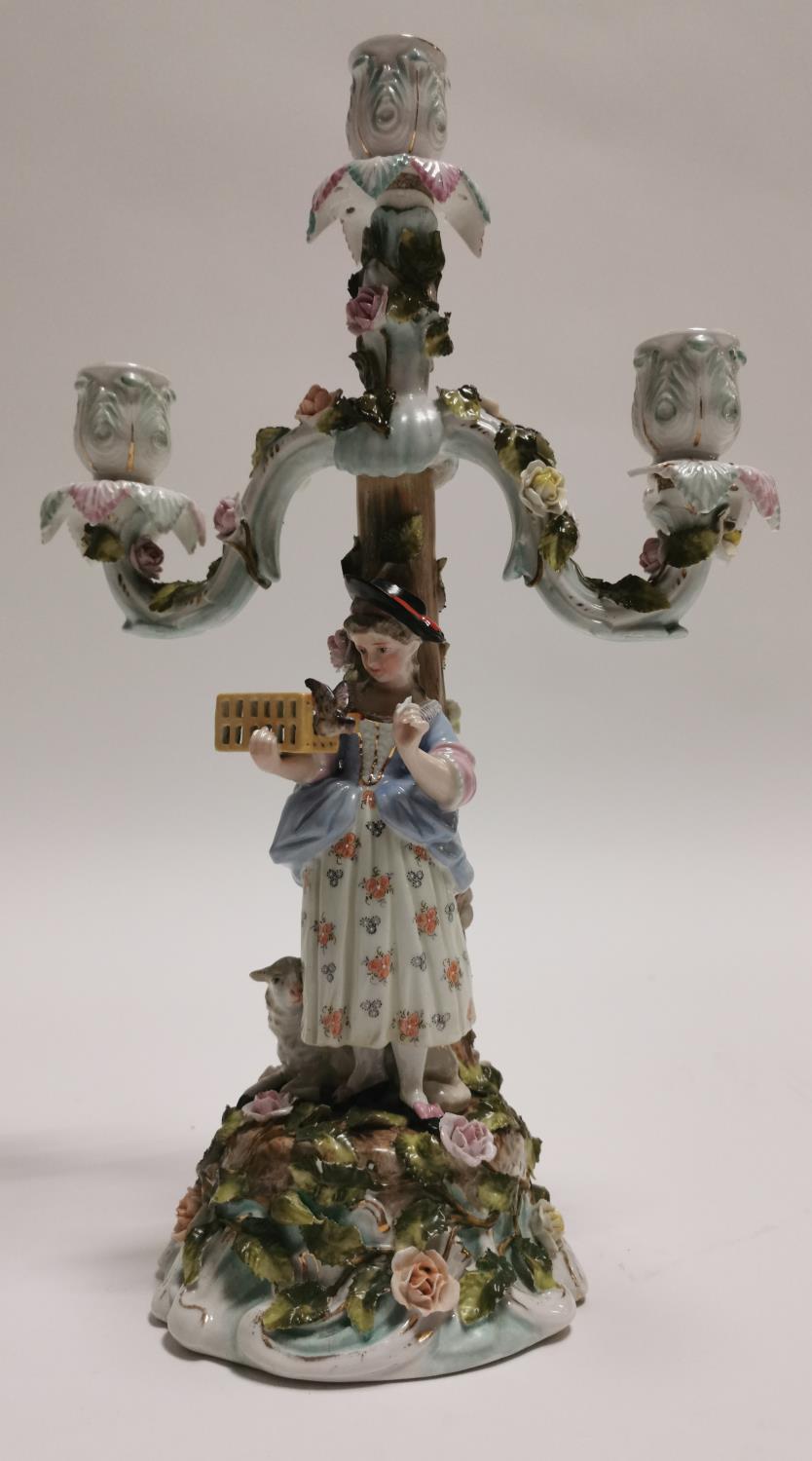 Pair of 19th C. German ceramic candelabras. - Image 2 of 4