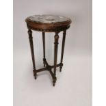 Late 19th C. Lamp table with marble top .