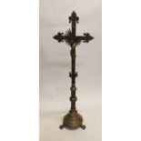 Early 20th C. brass crucifix {91 cm H x 23 cm W}.
