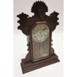 Edwardian mahogany mantle clock with painted dial.