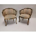 Pair of 19th C. giltwood armchairs .