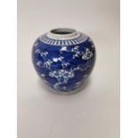 19th C. blue and white ginger jar {17 cm H x 18 cm Dia.}.