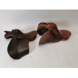 Two early 20th. C. leather saddles.