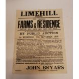 Limehall Pomeroy Public Auction poster. {50 cm h x 38 cm W}.