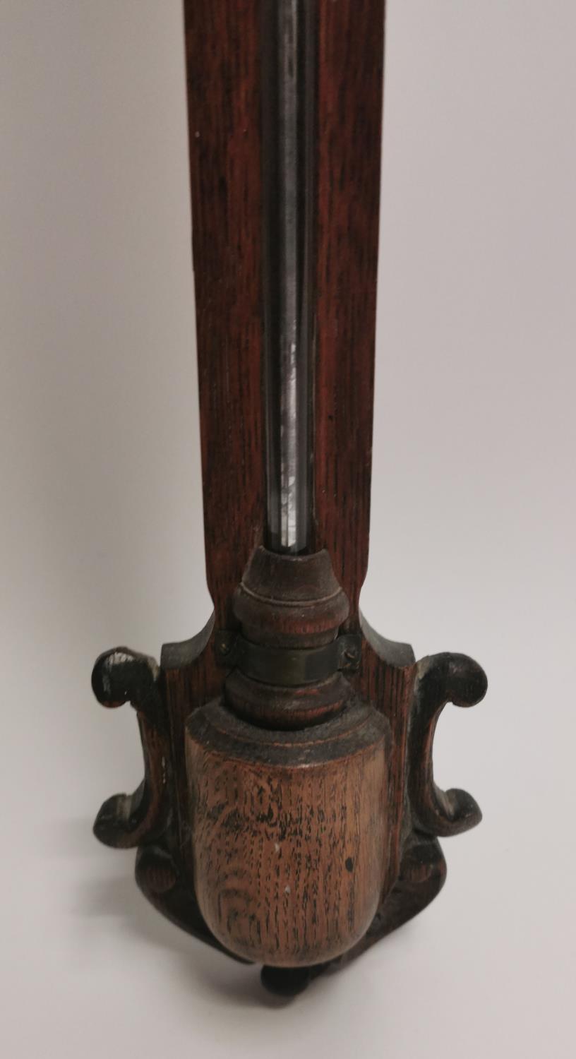 19th. C. carved oak stick barometer. - Image 3 of 4