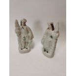 Pair of staffordshire figures of a Lady and Gentleman {31 cm H x 15 cm W x 8 cm D each}.