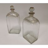 Pair of early 19th C. glass decanters .